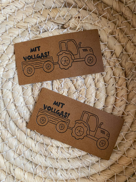 Traktor mit Vollgas! - Kunstleder Label