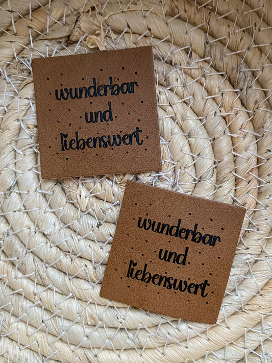 Wunderbar und liebenswert - Kunstleder Label