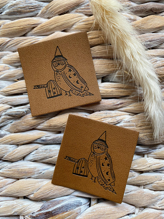 Zaubereule - Kunstleder Label