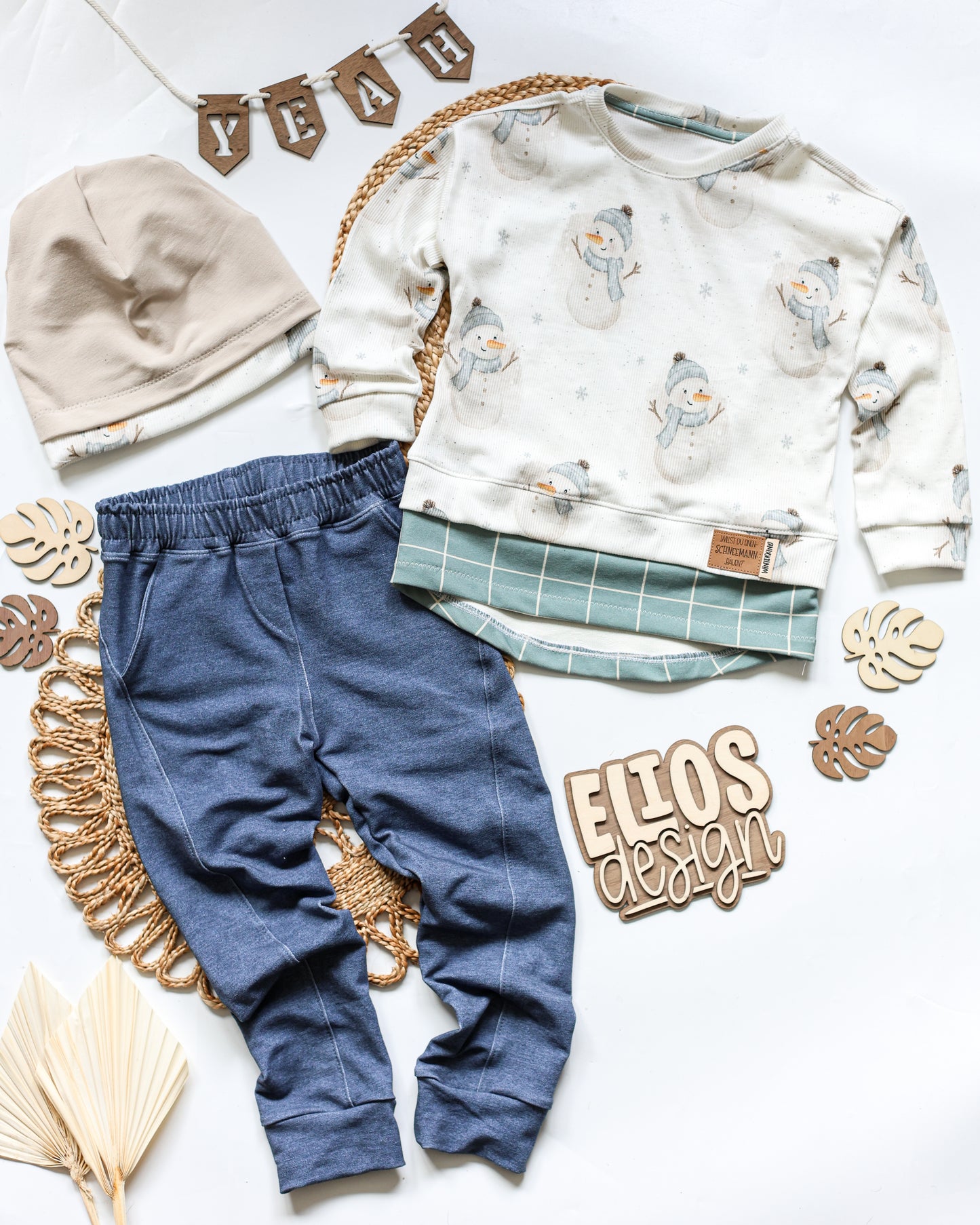 Snowmen with Snow Flakes - Rib Jersey
