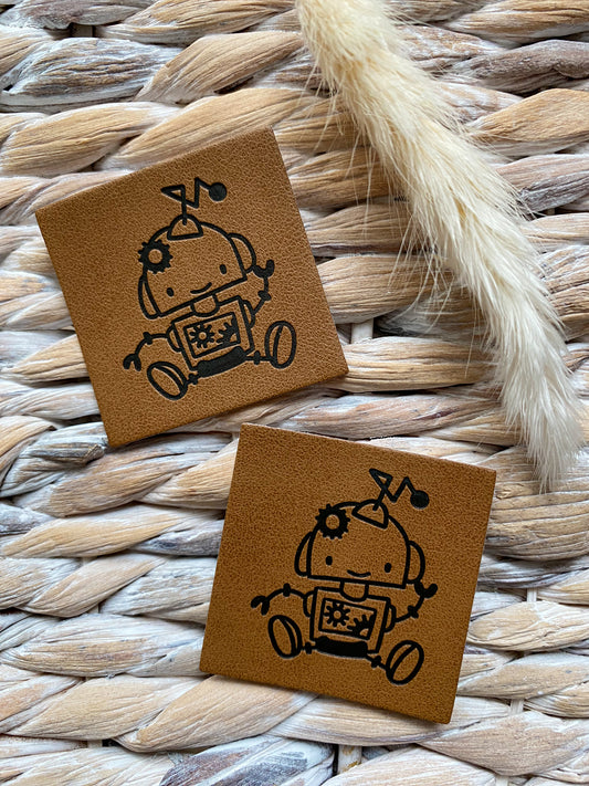 Roboter Rocks - Kunstleder Label
