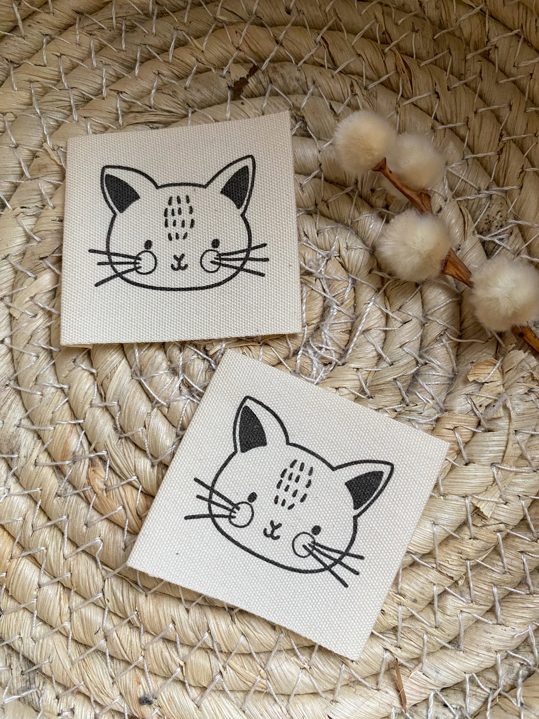 Katzen Kopf - Baumwoll Label