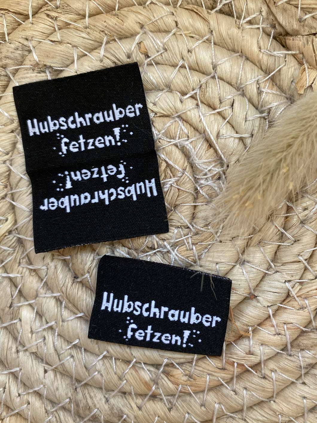 Hubschrauber fetzen - schwarzes Web Label
