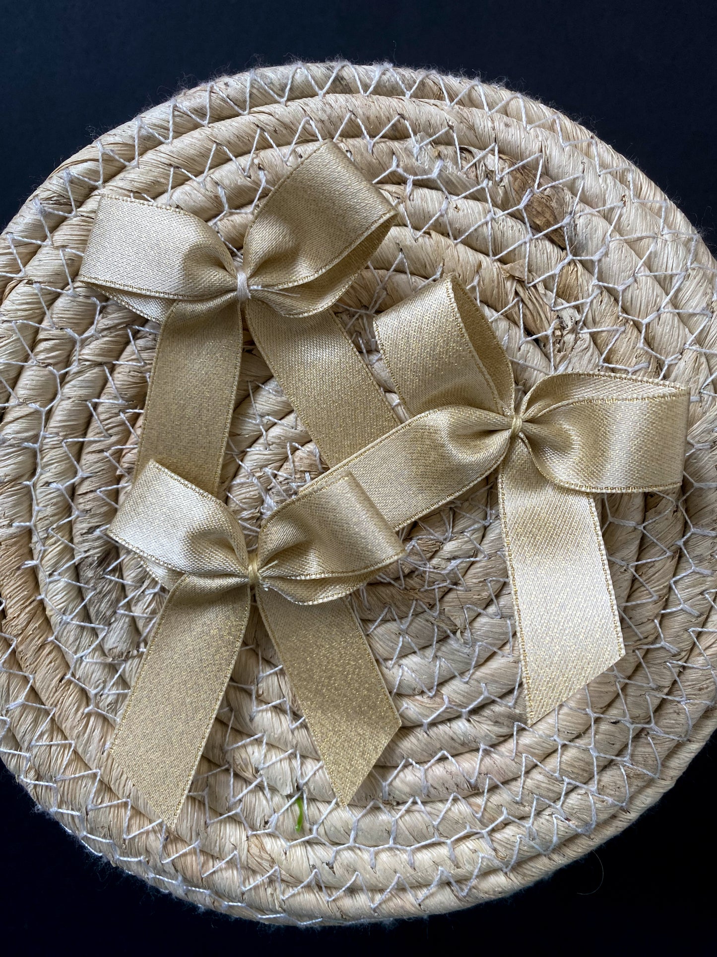 große Glitzer Schleife beige - 3er Set