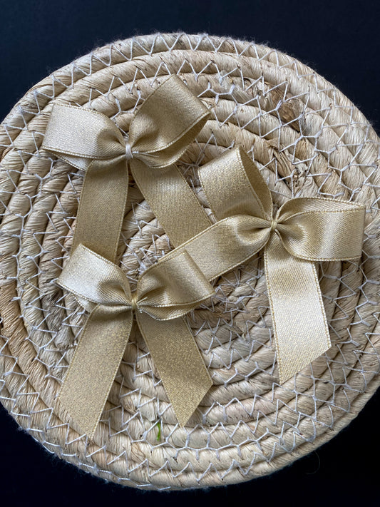 große Glitzer Schleife beige - 3er Set