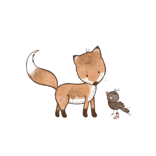 Fuchs & Vögelchen - Bügelbild klein