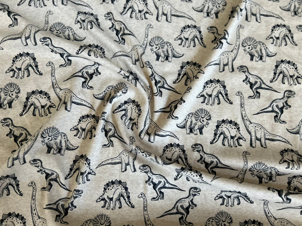 Dino abstrakt - Rib Jersey ecru meliert