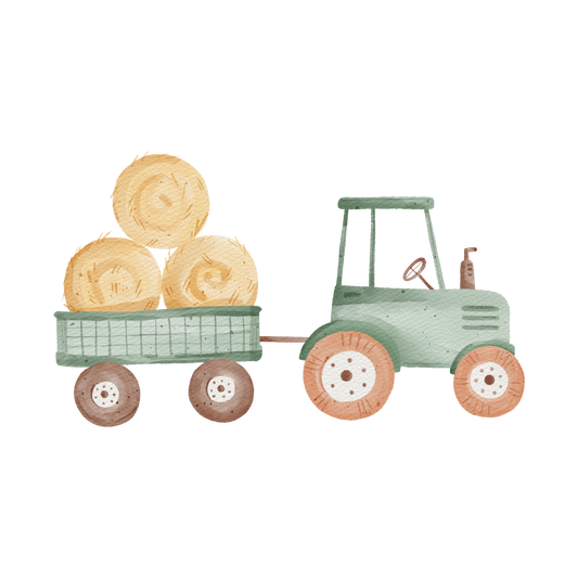 Traktor mit Heuballen - Bügelbild