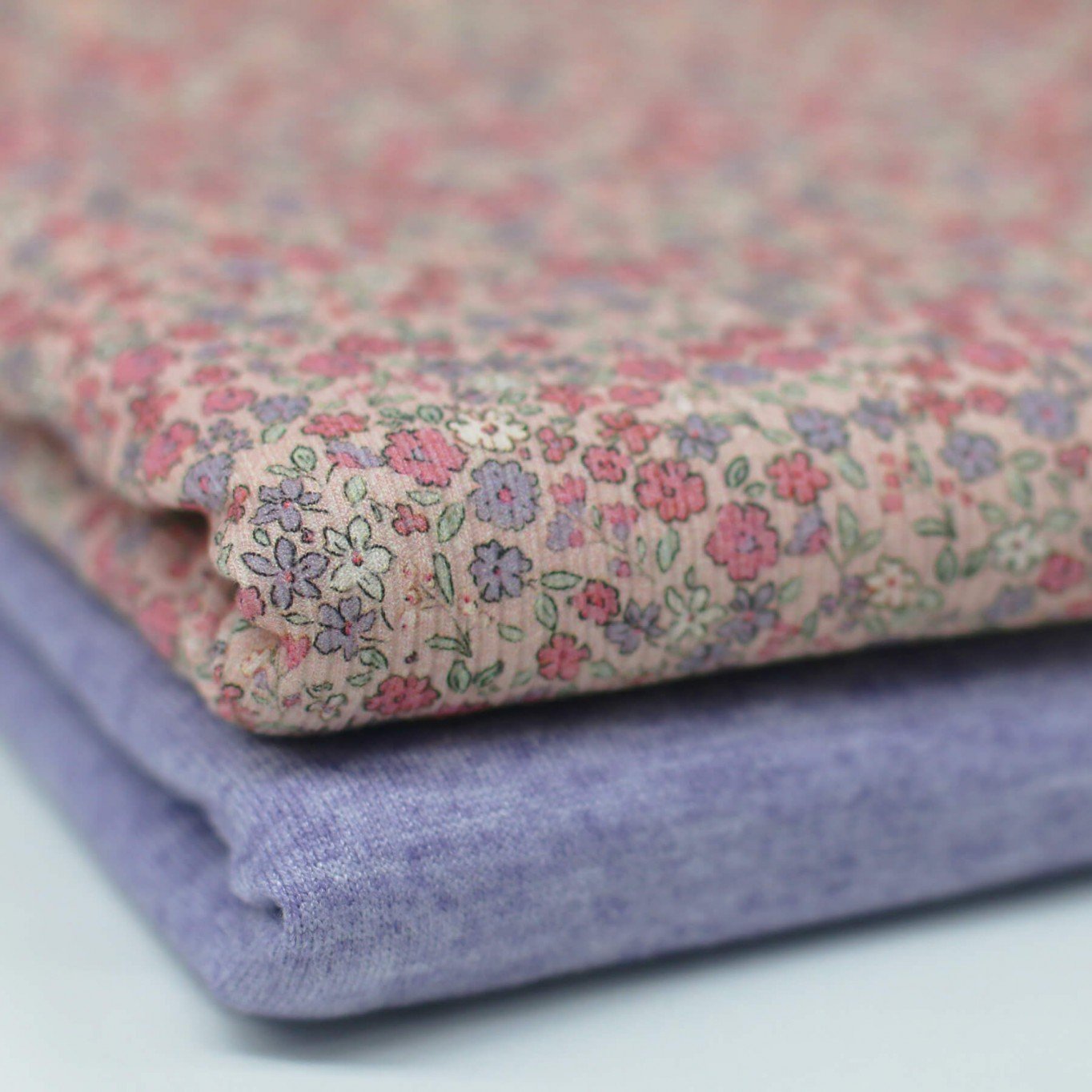 Flowers cotton-pink-lilac - Rib Jersey