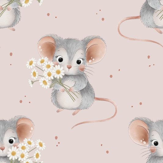 Mäuschen mit Blumen rose - Jersey