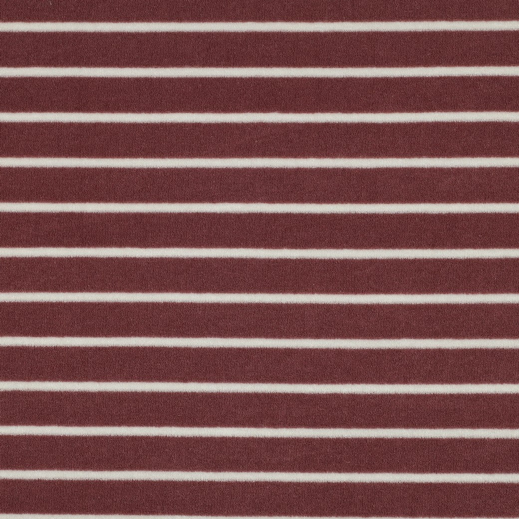 Stretch Frottee - mauve/ecru gestreift