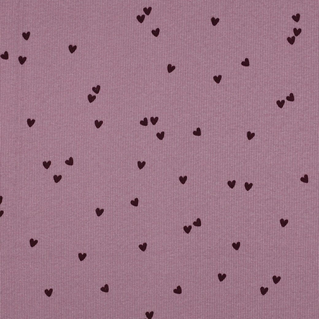 Hearts mauve - Rib Jersey
