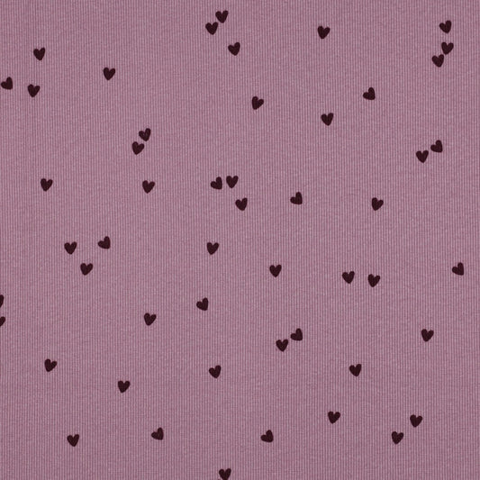 Hearts mauve - Rib Jersey