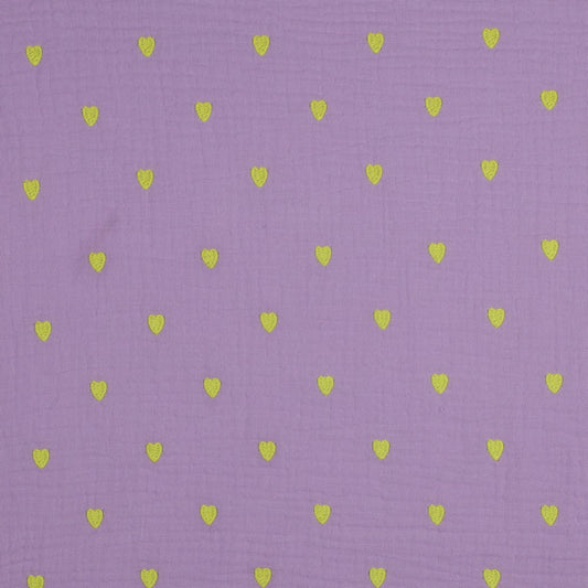 Musselin lila mit neon Herzen