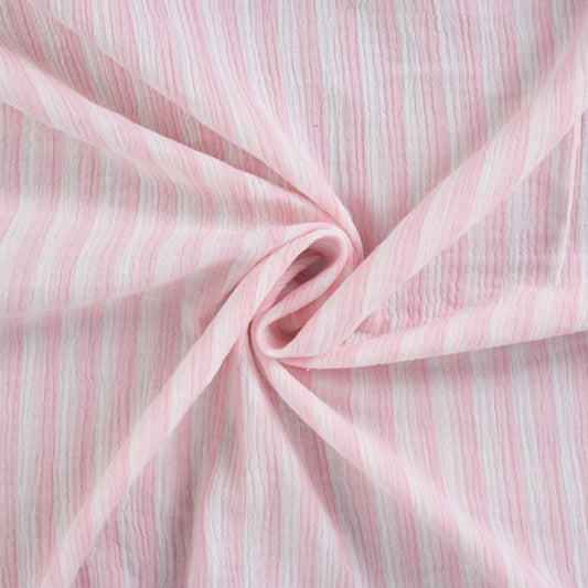 Musselin Streifen rosa / weiß