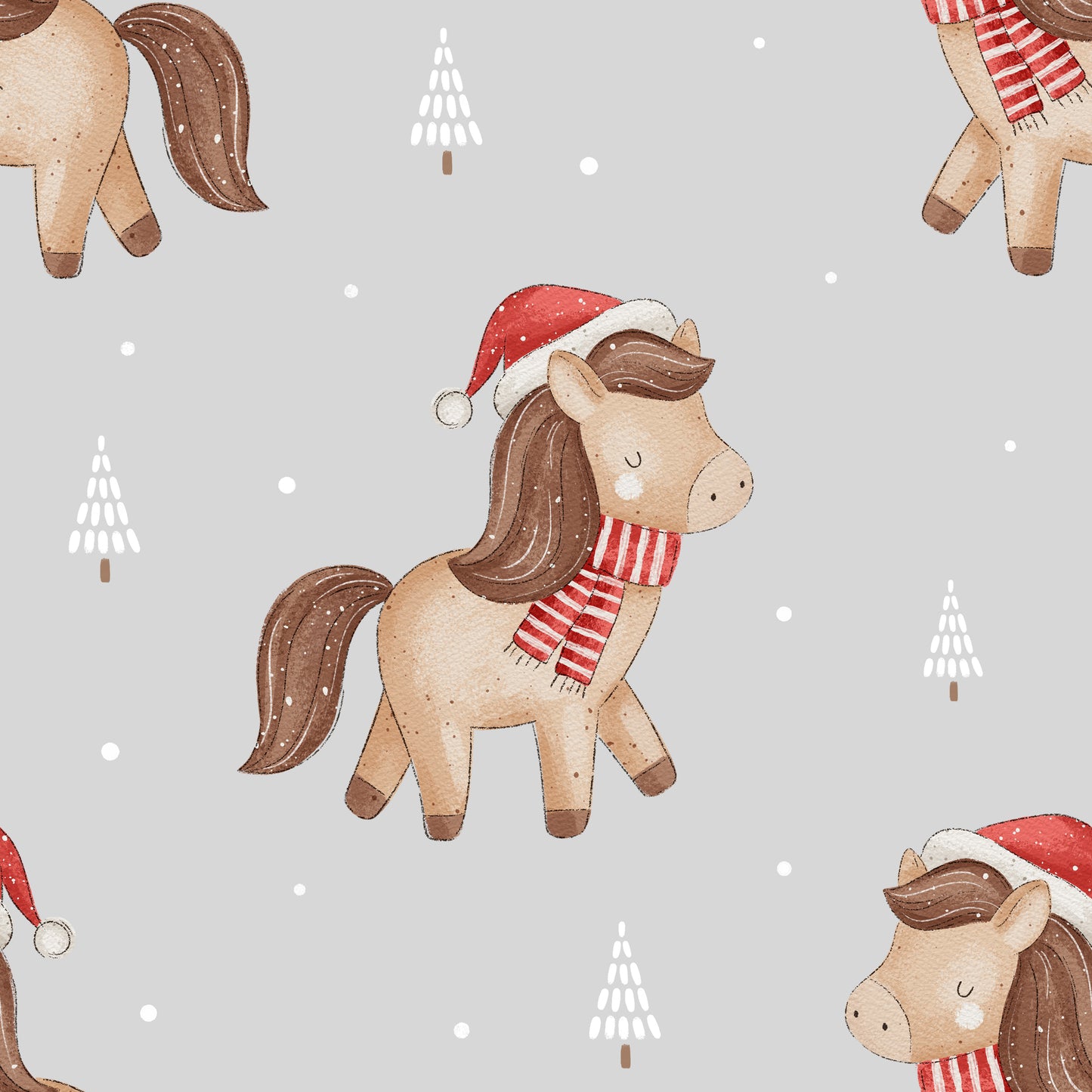 Pferd mit Weihnachtsmütze - French Terry