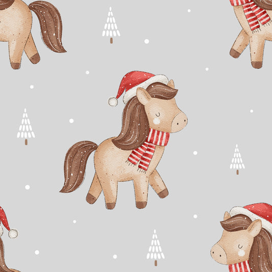 Pferd mit Weihnachtsmütze - French Terry