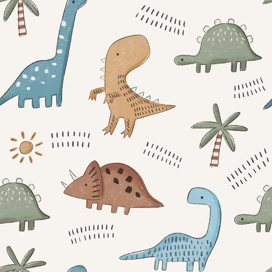 Dinos in Color - cream - French Terry