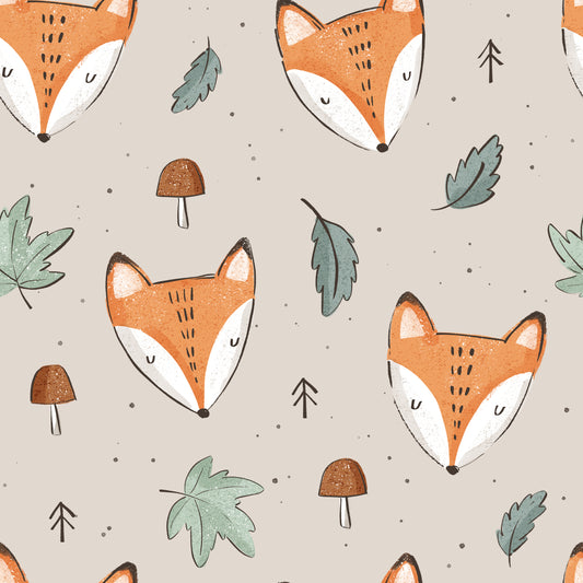Fox & leaves Autumn - Bio Rib Jersey