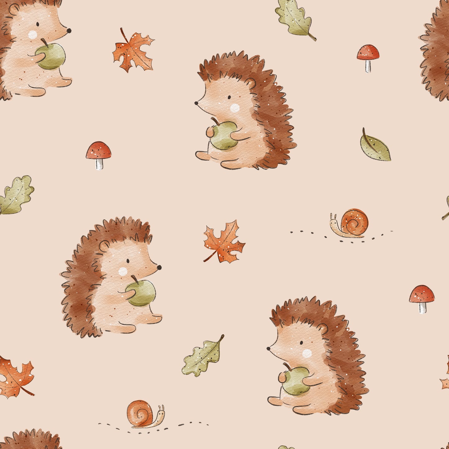 Igel mit Apfel im Herbst  - Bio Rib Jersey