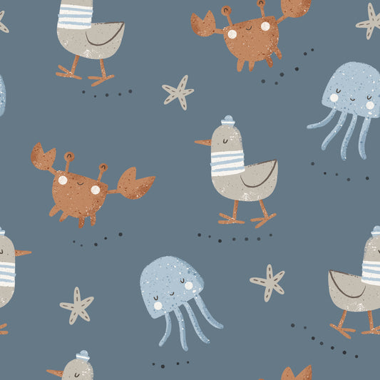 Marine Seagull & Crab - Rib Jersey