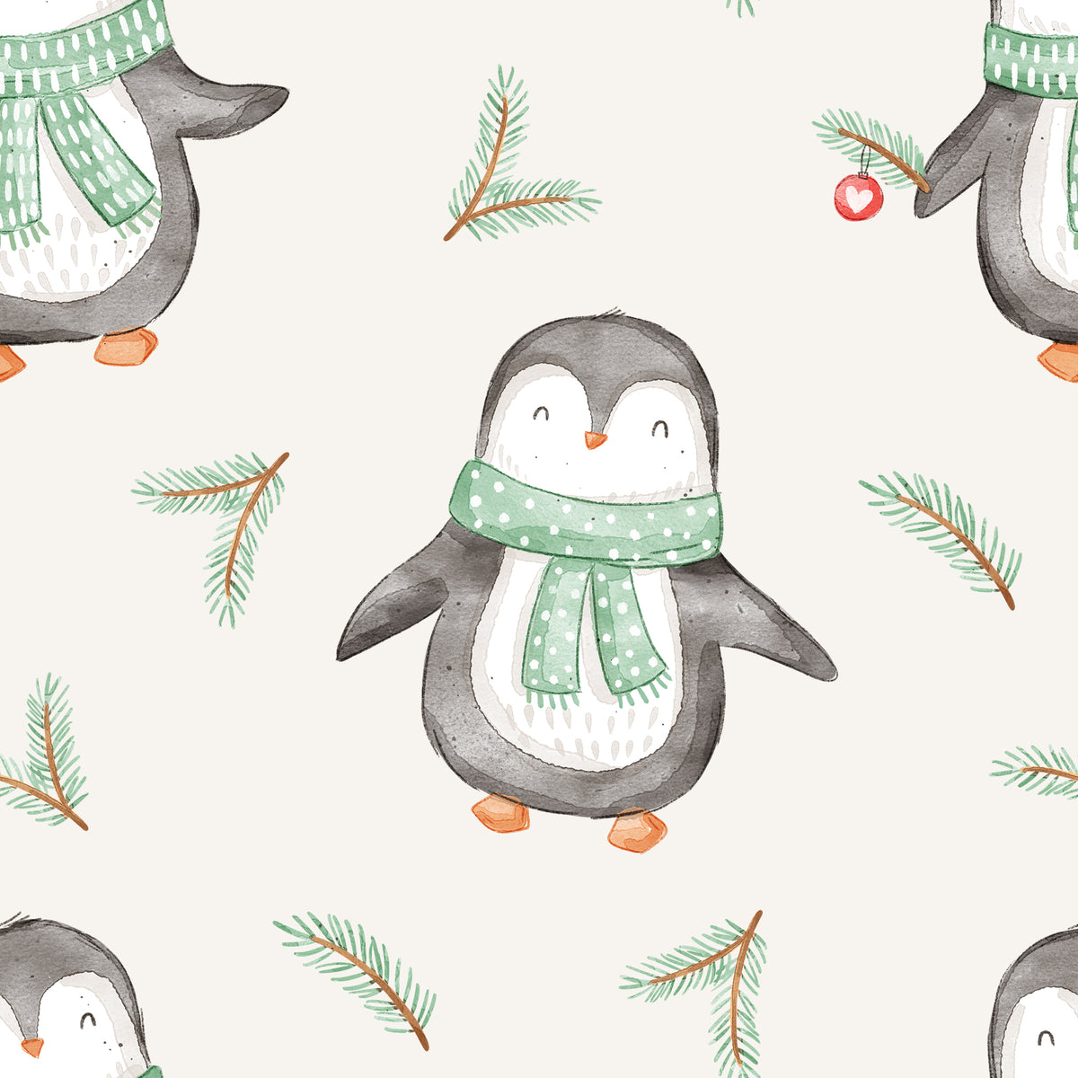 Pinguin mit Schal - Bio Rib Jersey