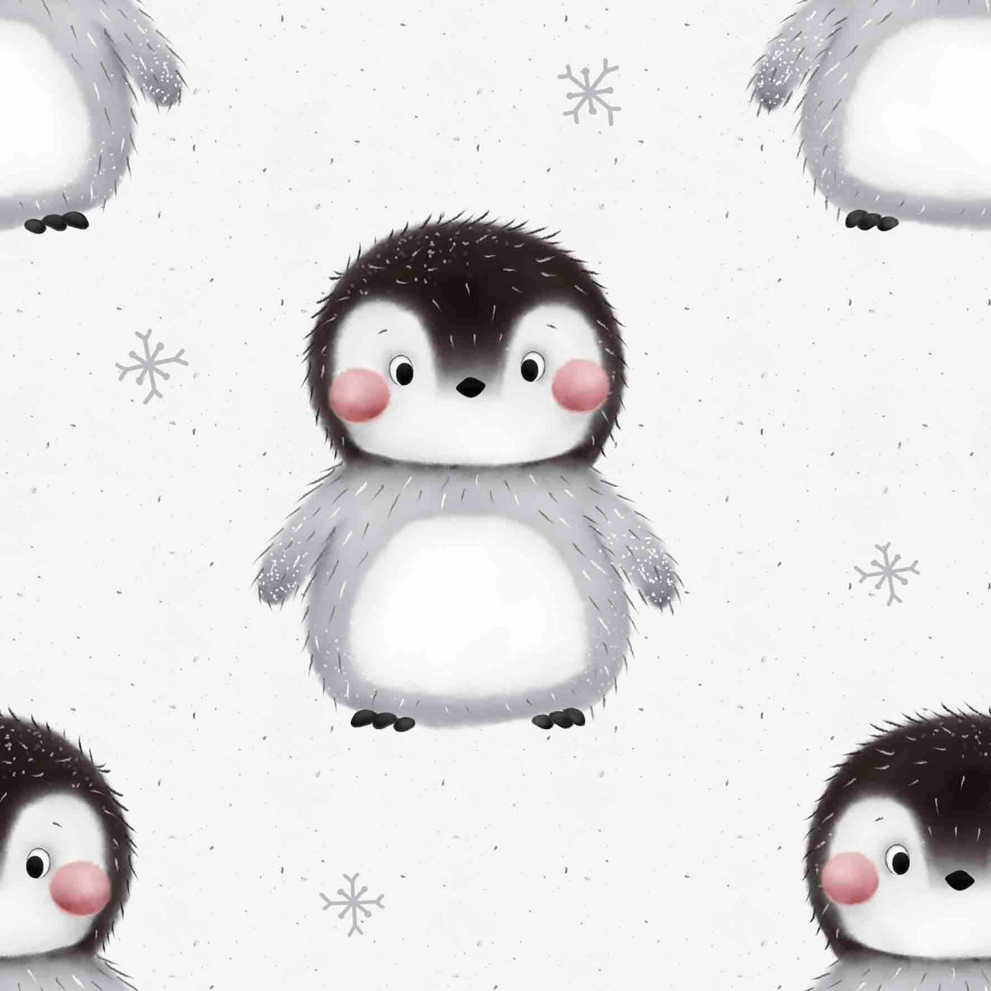 Pinguin & Schneeflocken- Rib Jersey