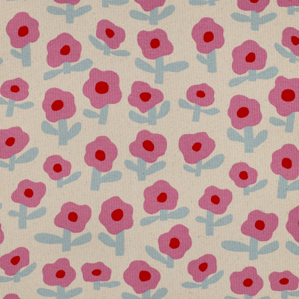 Blumen natural pink - Rib Jersey