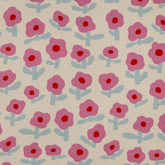 Blumen natural pink - Rib Jersey