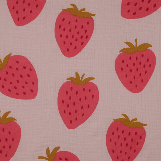Rest 0,90m Musselin big Strawberries rose