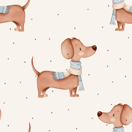 Dackel mit Schal & Dots - French Terry