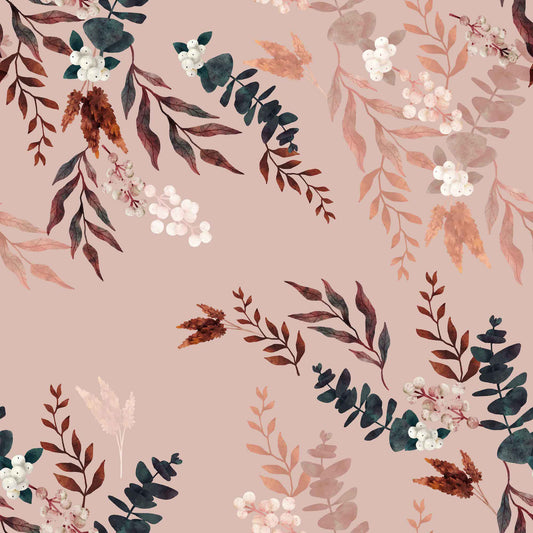 Watercolor Leaves old rose