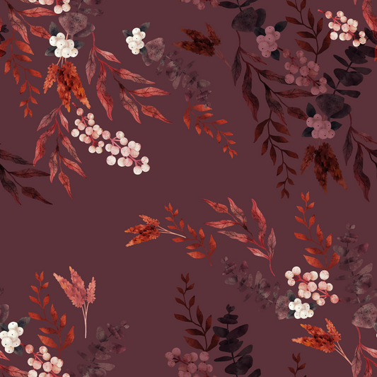 Watercolor Leaves bordeaux