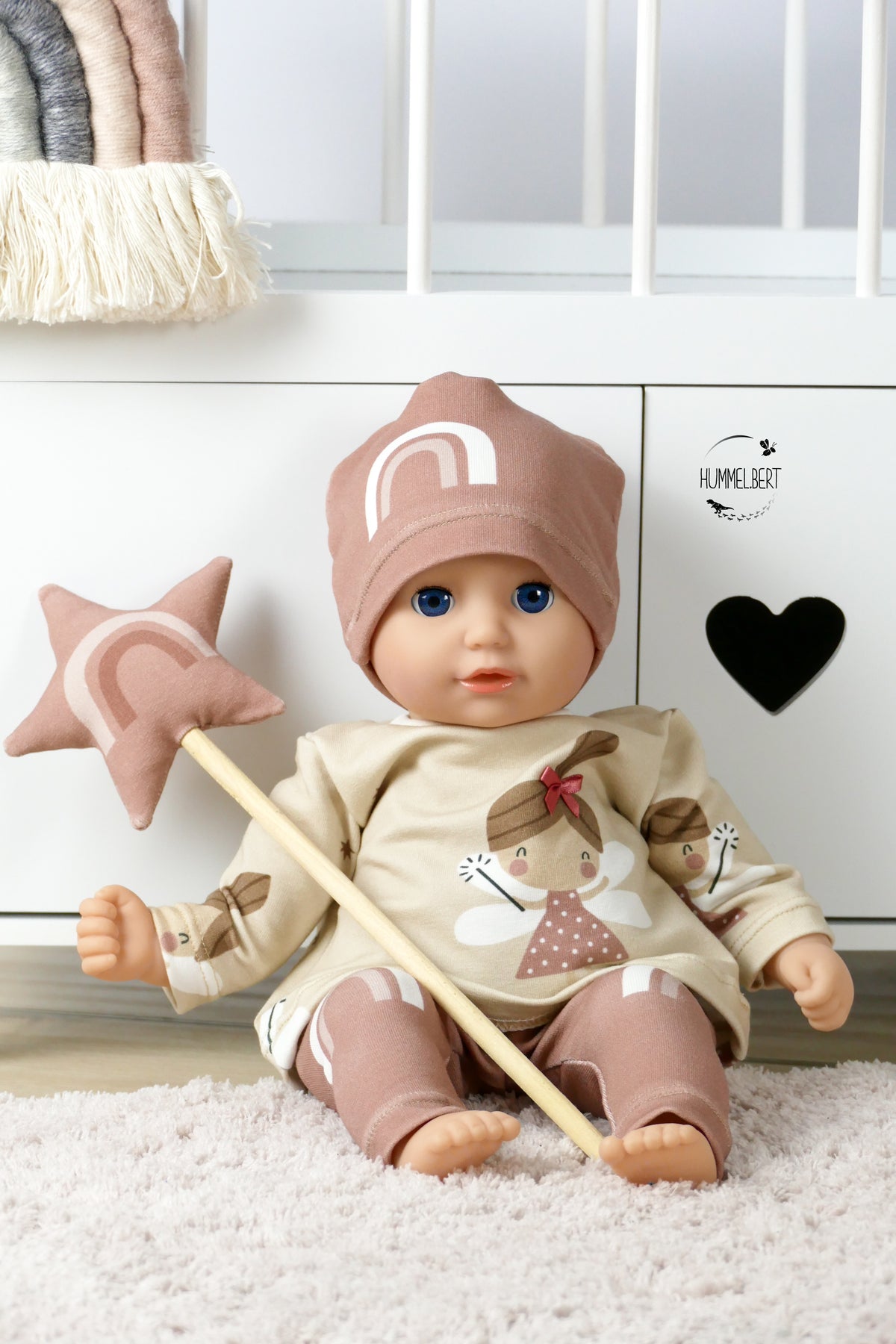 Fairy beige with brown Stars - French Terry