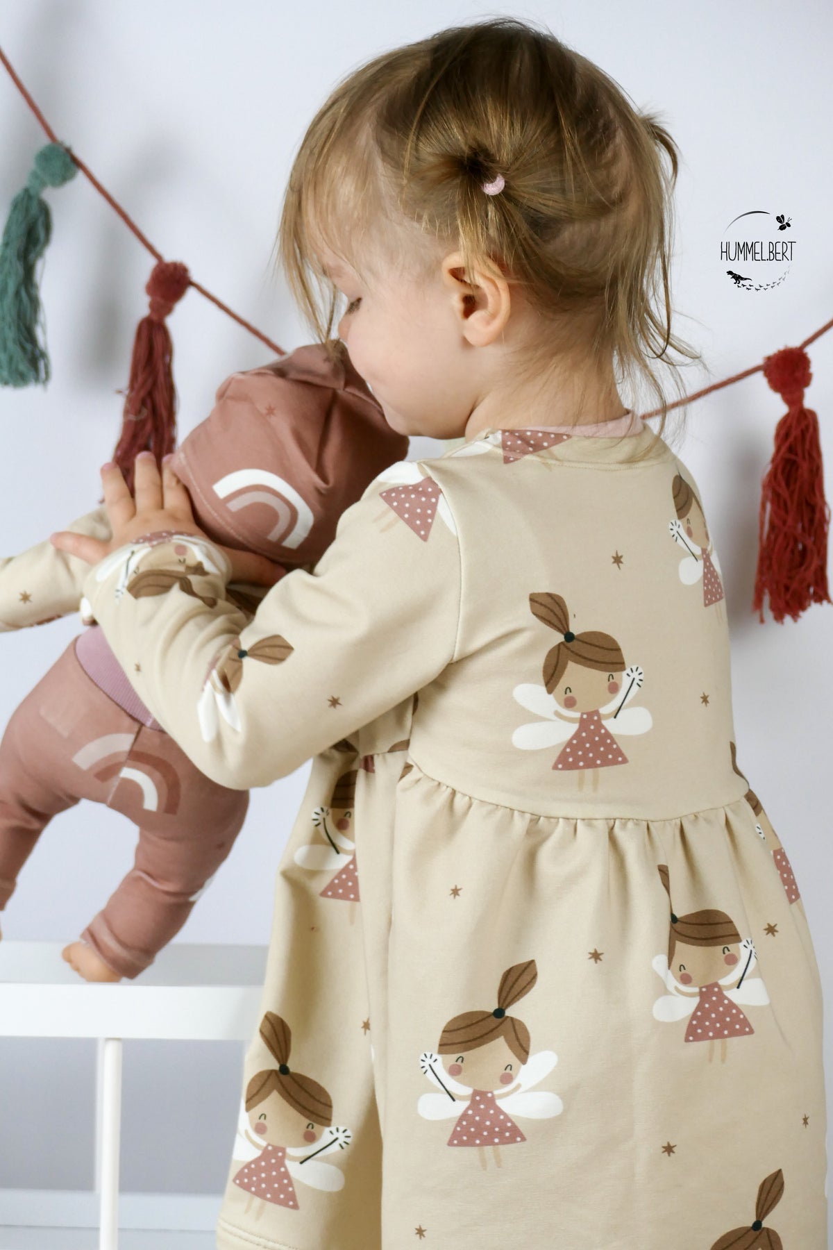 Fairy beige with brown Stars - French Terry
