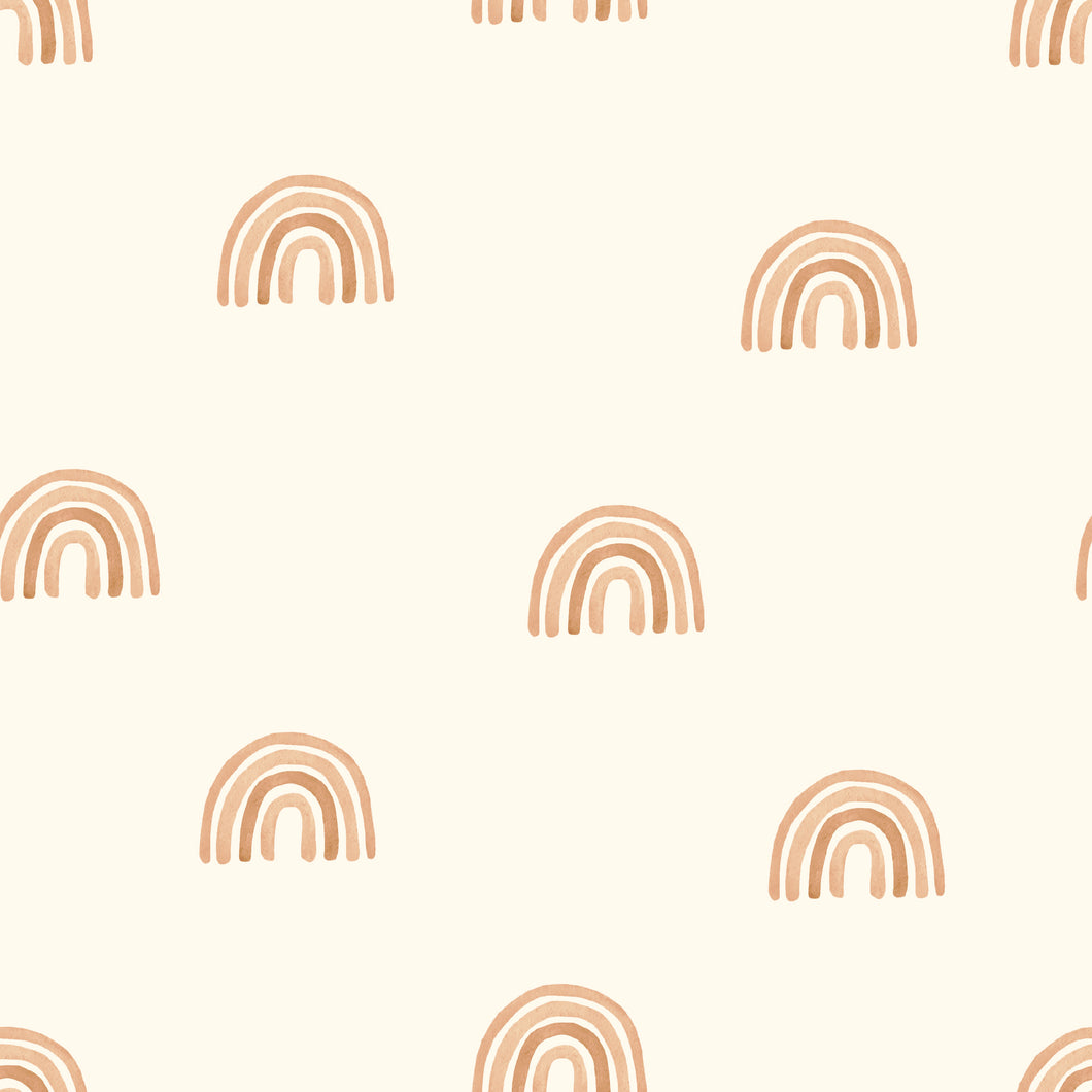 Rib Jersey cream mit Regenbogen in beige