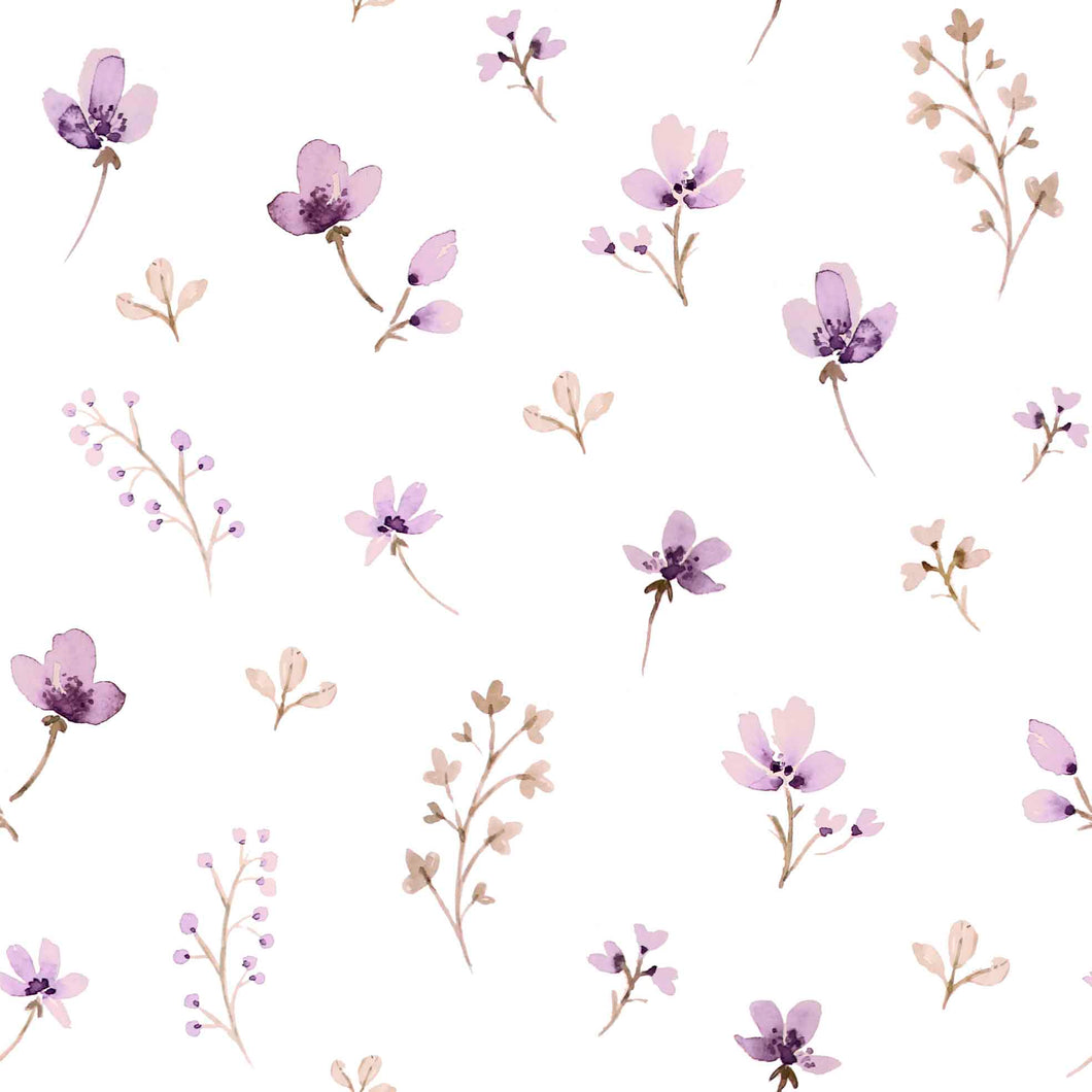 Spring flowers dusty lavender Jersey