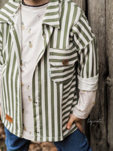 Lade das Bild in den Galerie-Viewer, Stripes cream/olive Jersey
