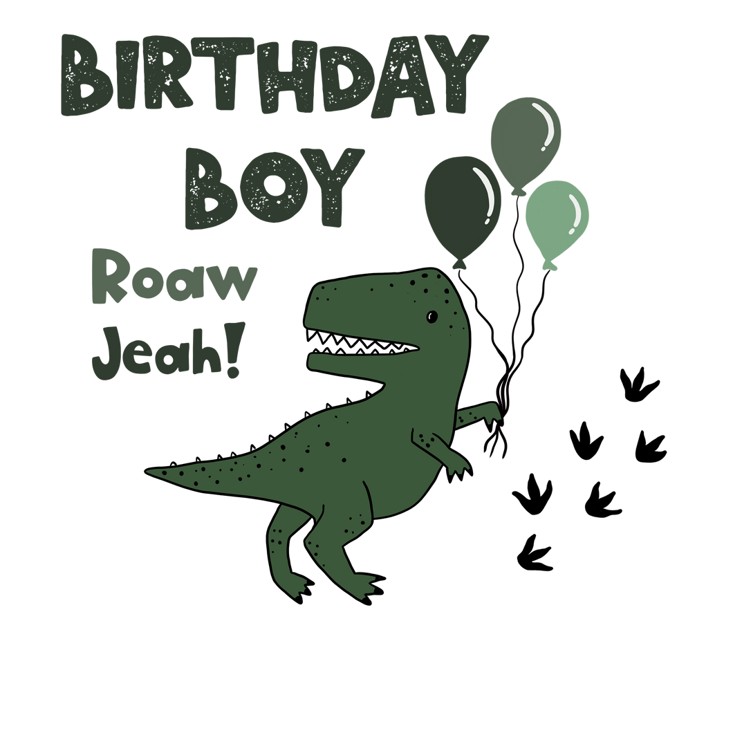 Geburtstags Dino boy Bügelbild groß