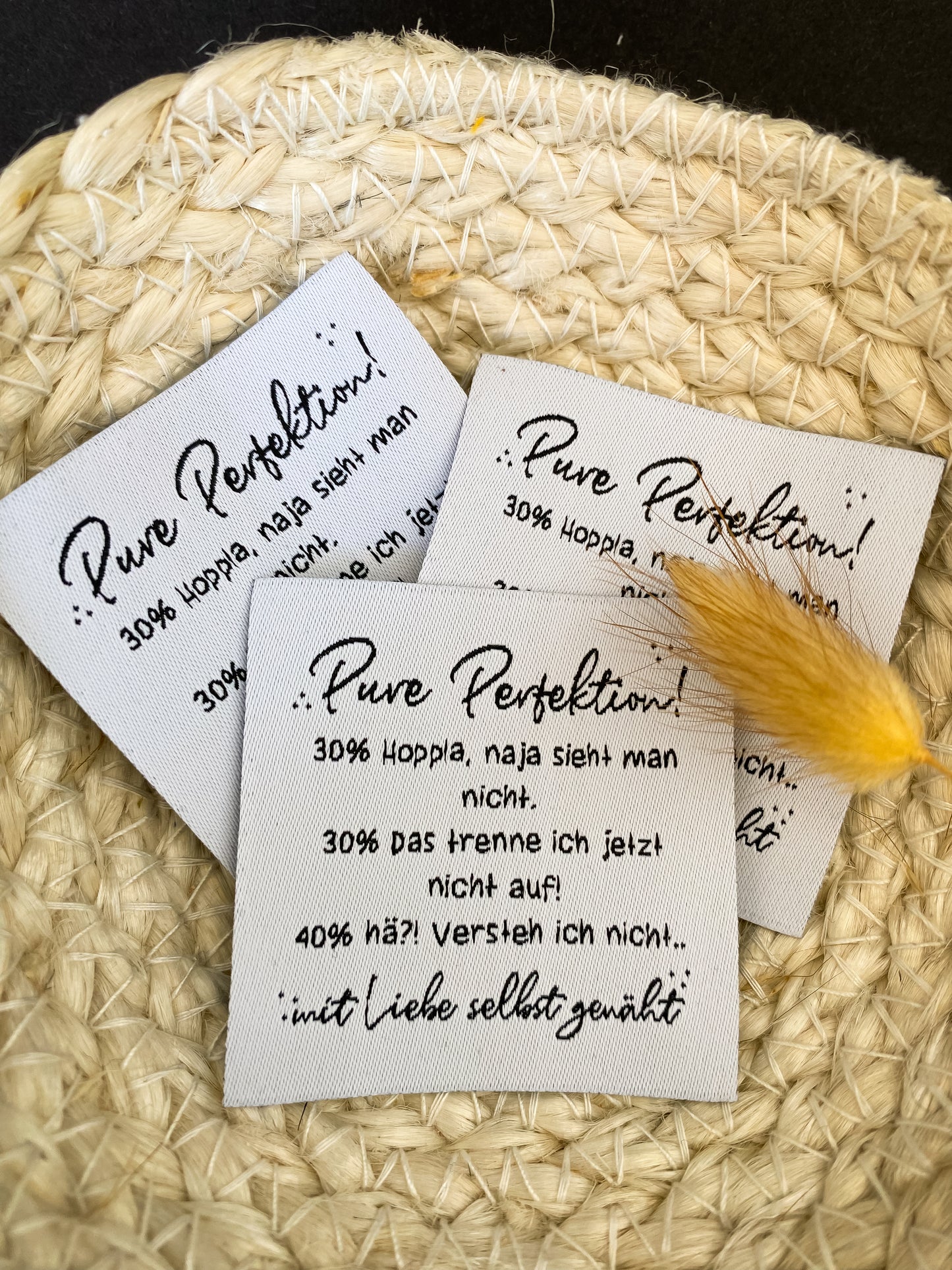 Pure Perfektion Spruch Label
