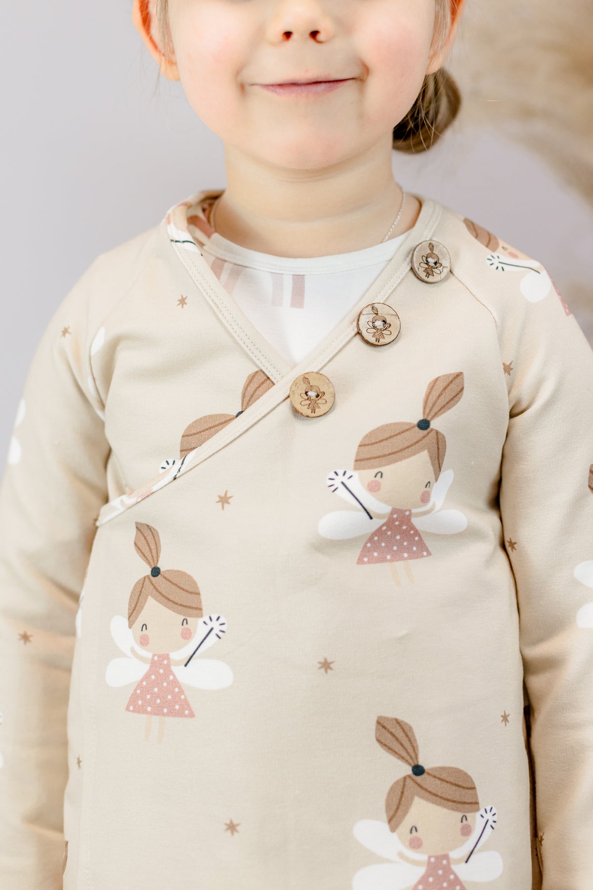 Fairy beige with brown Stars - French Terry