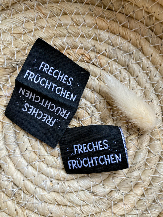 Freches Früchten schwarzes Web Label
