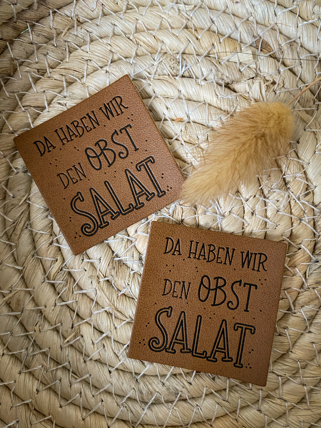 Da haben wir den Obst Salat Kunstleder Label