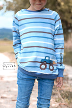 Load image into Gallery viewer, Stripes blue/cream/brown monstertruck
