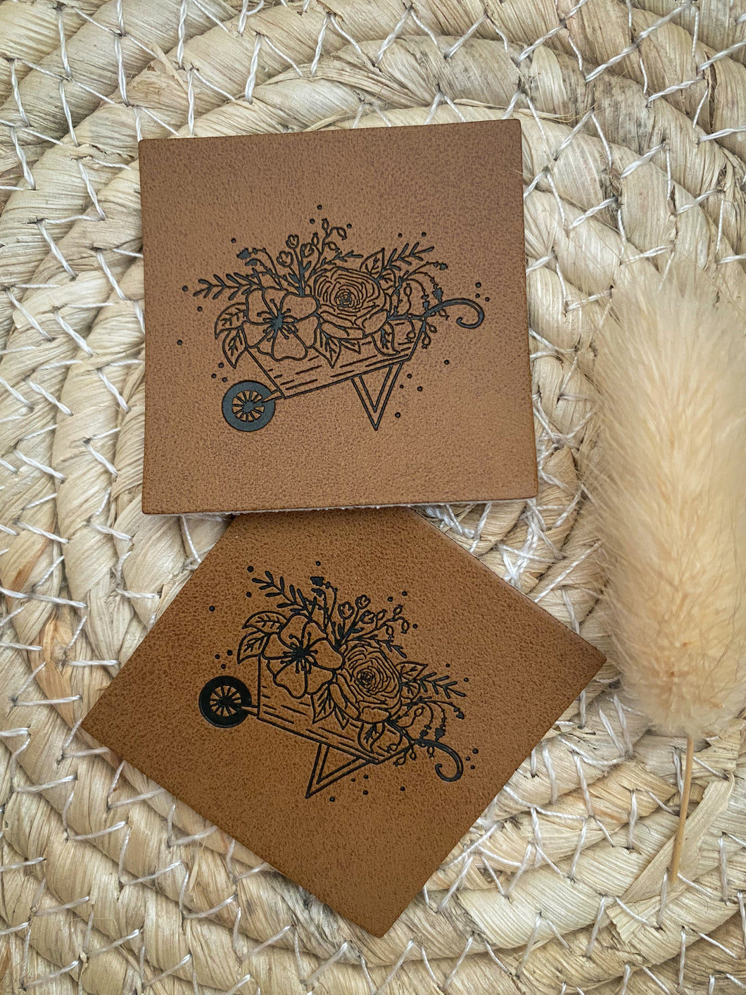 Blumen Schubkarre - Kunstleder Label
