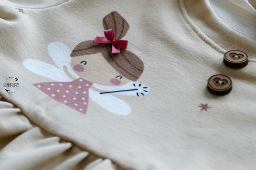 Fairy beige with brown Stars - French Terry