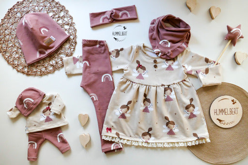 Fairy beige with brown Stars - French Terry
