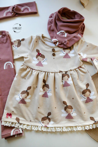 Fairy beige with brown Stars - French Terry